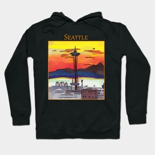 Stunning, intense red Seattle Sunset during wildfires in Canada Hoodie